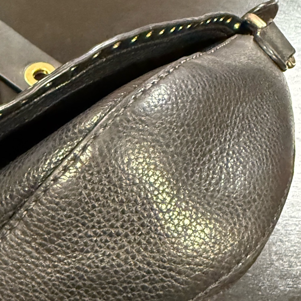 Michael Kors Brooklyn Black Gold Grommet Saddlebag Crossbody Purse Small - Picture 8 of 16